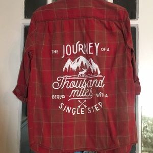 Unisex flannel with back detail, like new